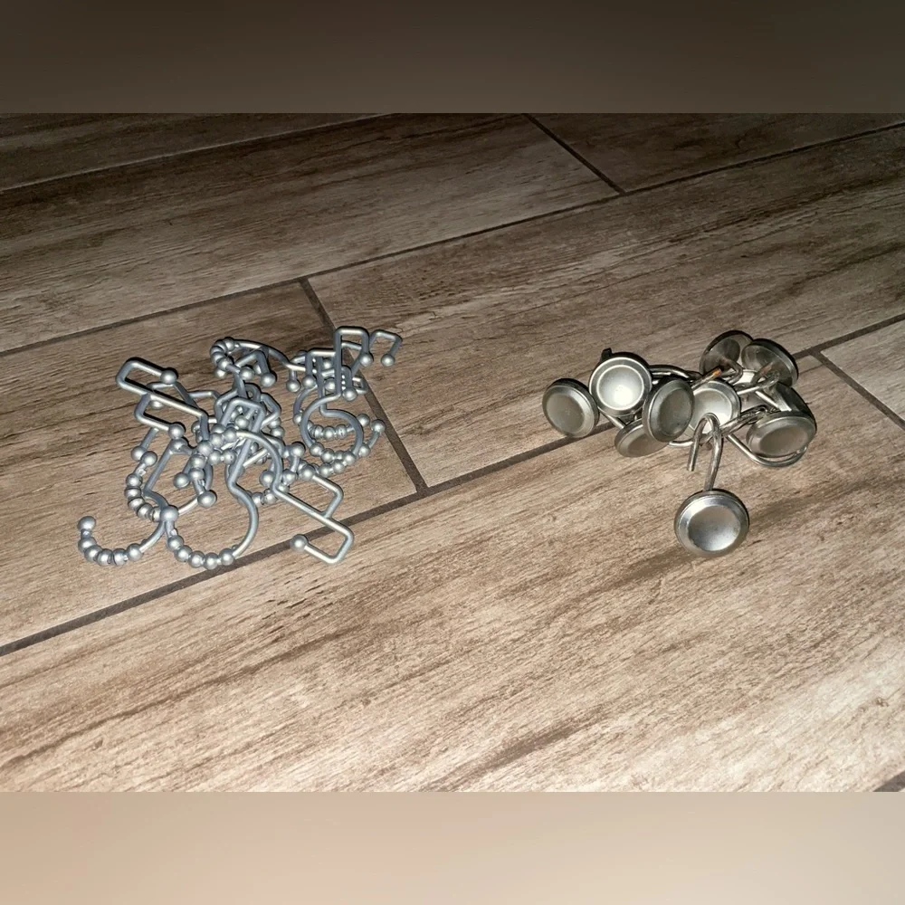 Set of 2 Silver Metal Shower Curtain Hooks